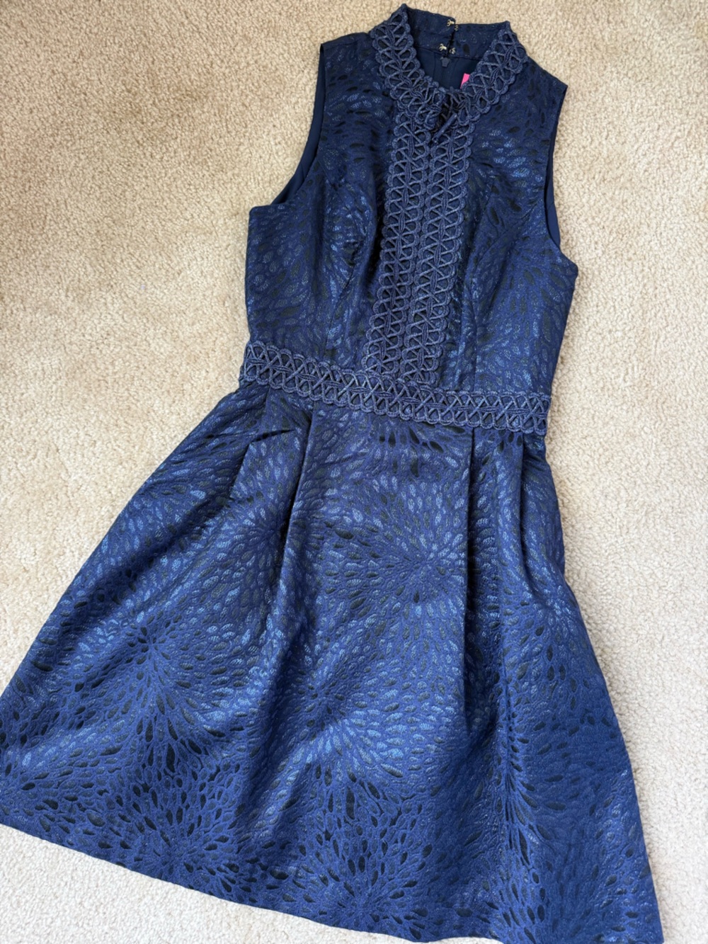 Lilly Pulitzer New With Tags Navy Jacquard Strapless Dress Size 00